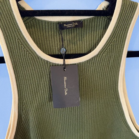 NWT Massimo Dutti Contrast Ribbed Knit Top in Green - Picture 3 of 6